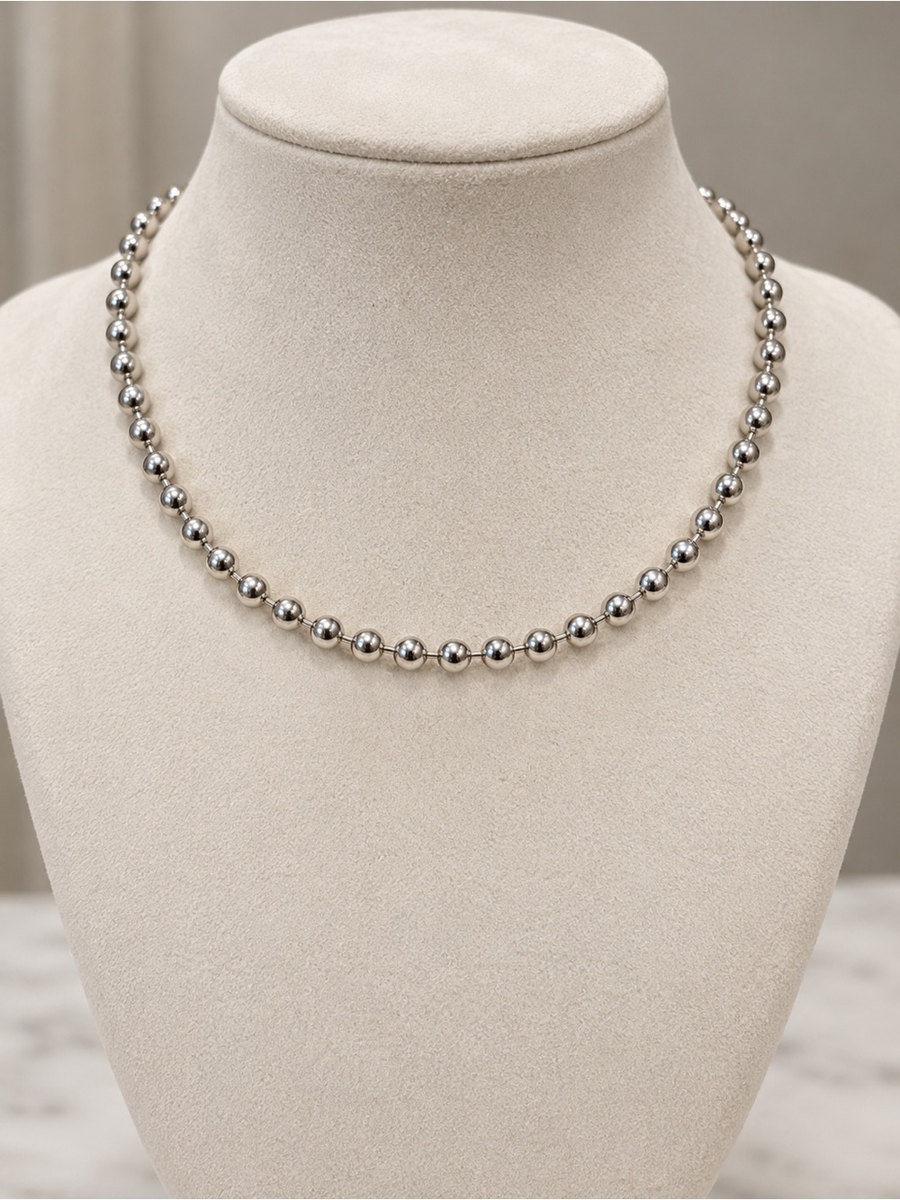 925 Sterling Silver Beaded Ball Necklace 19”
